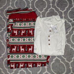 NWT Maurices Pajama Set Womens 2X White Top Christmas Reindeer PJ Pants